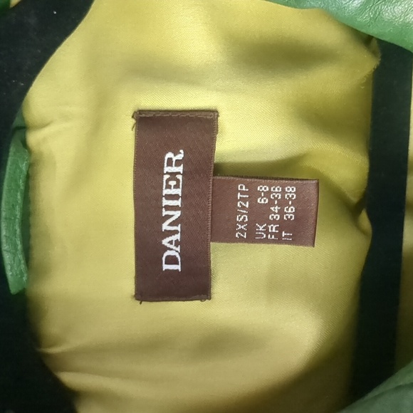 *green* Leather down filled puffer jacket - Picture 3 of 6